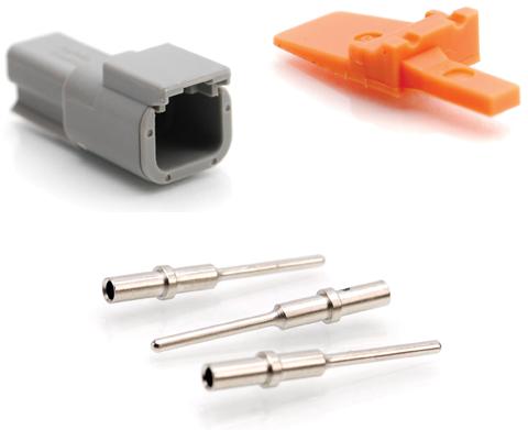 Amphenol-ATM04-2P-KIT01 Einzeladersteckverbinder, Gehäuse Conn Housing RCP 2 POS Crimp ST Cable Mount Gray/Orange