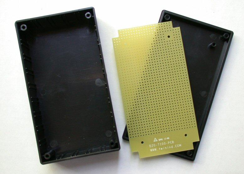 Twin Industries-B20-7100 ABS Plastic Project Box with matching non-plated protoboard; FR4 0.062". Box Dim = 5.3" x 2.9" x 1.9"