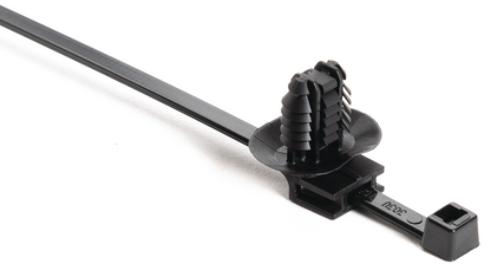 HellermannTyton-156-02273 Kabelbinder 2-Piece Cable Tie/Oval Fir Tree Mount, 5mm Offset, 4x Oval Hole FT, PA66HIRHSUV, Black