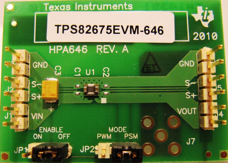 Texas Instruments-TPS82675EVM-646 Power Management Development Boards and Kits TPS82675 DC to DC Converter and Switching Regulator Module 1.2V Output Evaluation Board