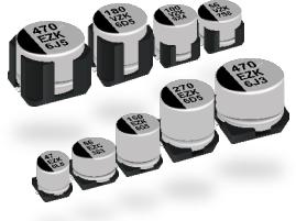 Panasonic-EEH-ZK1E331UV Aluminium-Polymer-Kondensator Cap Aluminum Polymer Hybrid 330uF 25VDC 20%( 8 X 10.5mm) SMD 0.027 Ohm 2A 4000h 125°C T/R Automotive AEC-Q200