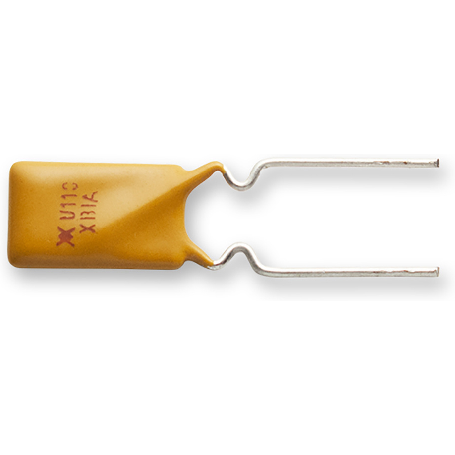 Littelfuse-RF2624-000 PTC, rückstellbare Sicherung PTC Resettable Fuse 1.1A(hold) 2.2A(trip) 30V 100A 0.7W 6.6s 0.07Ohm Radial 7.4 X 3 X 14.2mm Bag