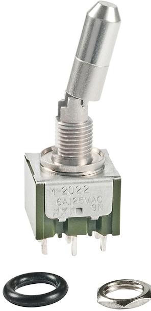 NKK Switches-M2022L1L3W01 Switch Toggle Switch Toggle ON None ON DPDT Locking Lever Solder Lug 6A 250VAC 30VDC Panel Mount with Threads