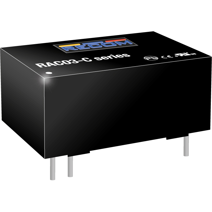 RECOM Power-RAC03-09SC Suministro de energía de AC a CC AC/DC Power Supply Single-OUT 9V 0.333A 3W 5-Pin Tube