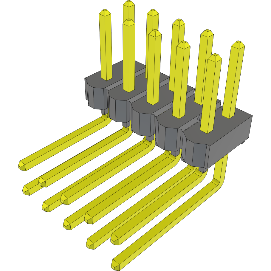Samtec-TSW-105-09-F-D-RA Connector Headers and PCB Receptacles Conn Unshrouded Header HDR 10 POS 2.54mm Solder RA Side Entry Thru-Hole Bulk
