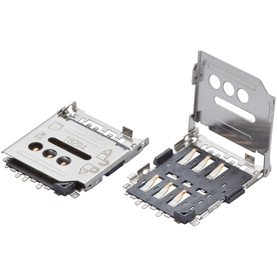 Molex-788000001TR300 Steckverbinder, Speicherkarte Conn Micro SIM Card HDR 6 POS 2.54mm Solder ST SMD micro-SIM 0.5A/Contact T/R