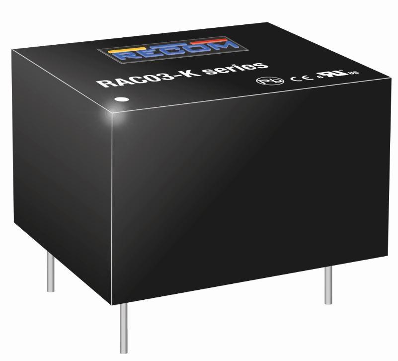 RECOM Power-RAC03-05SK Suministro de energía de AC a CC AC/DC Power Supply Single-OUT 5V 0.6A 3W 4-Pin Tube