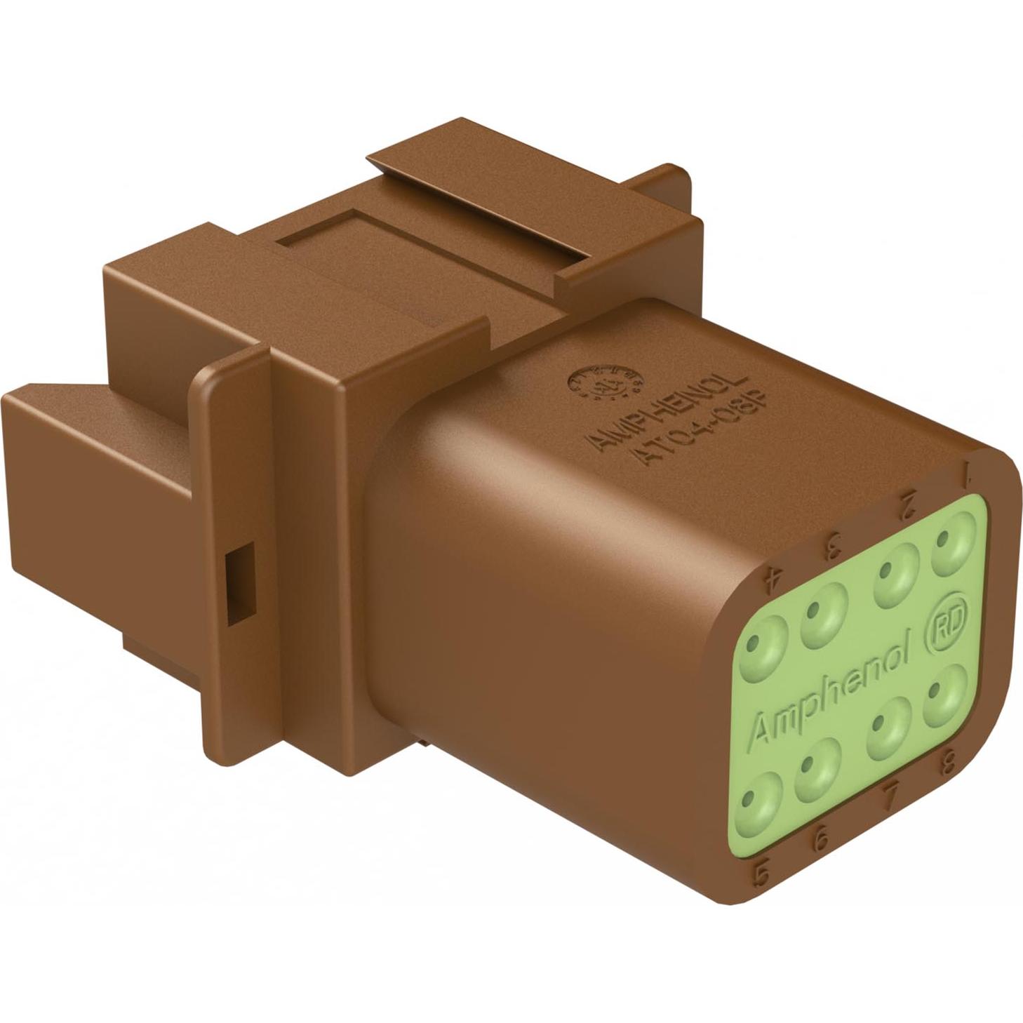 Amphenol-AT04-08PD-RD01 Einzeladersteckverbinder, Gehäuse Conn Housing RCP 8 POS Crimp ST Cable Mount Brown