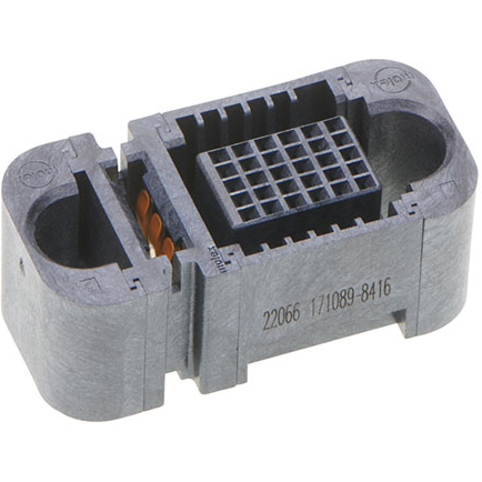 Molex-1710898416 Connector Headers and PCB Receptacles EXTreme Ten60Power Vertical Receptacle with Guides, 1 Split Power Circuit, 30 Signal Circuits, Press Fit Tail