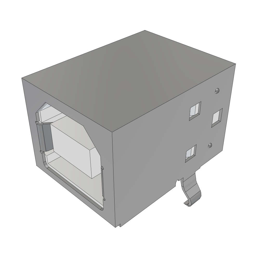 Samtec-USB-B-S-F-W-TH Connector USB Conn USB 2.0 Type B RCP 4 POS 2.5mm Solder RA Thru-Hole 4 Terminal 1 Port Tray