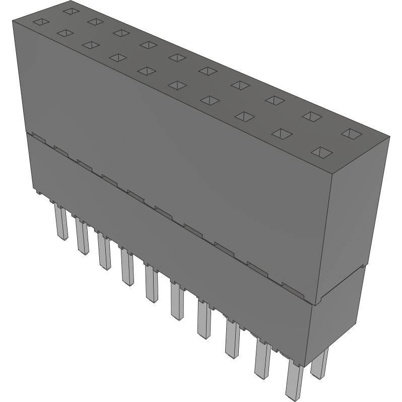 Samtec-ESW-110-48-S-D Steckverbinderleisten und Leiterplattenbuchsen Conn Elevated Socket SKT 20 POS 2.54mm Solder ST Top Entry Thru-Hole Tube