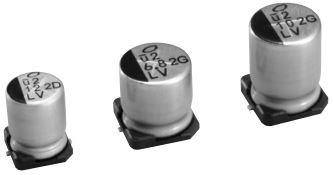 Nichicon-ULV2G100MNL1GS Capacitor de aluminio Cap Aluminum Lytic 10uF 400V 20% (10 X 13.5mm) SMD 0.055A 10000h 105°C T/R Automotive AEC-Q200