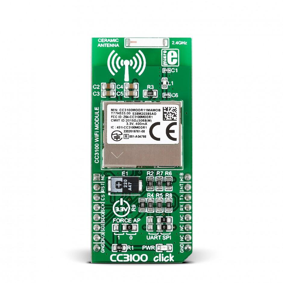 MikroElektronika-MIKROE-2336 RF/Drahtlos-Entwicklungsplatinen und Kits CC3100 802.11 Wireless LAN Click Board