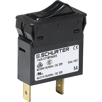 SCHURTER-4435.0173 Circuit Breakers Circuit Breaker Thermal 1Pole 5A 240VAC 32VDC Box