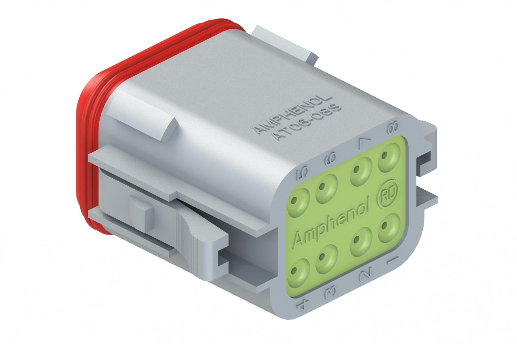 Amphenol-AT06-08SA-RD01 Connector Discrete Wire Housing Conn Housing M 8 POS Crimp ST Cable Mount Gray