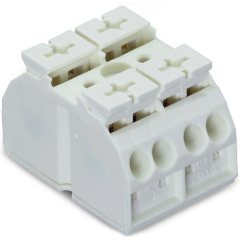 WAGO-862-662 Steckverbinder, Klemmenblöcke 4-Conductor Chassis-mount Terminal Strip, for self-tapping screw 2.9 mm Dia from bellow, plain, with 2x pin, 2-Pole