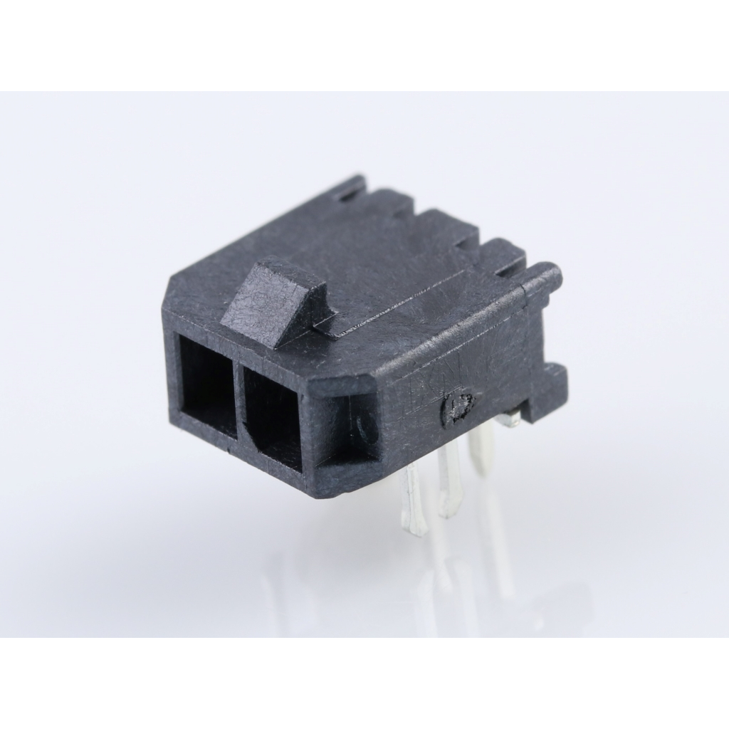 Molex-0436500205 Embases de raccordement et réceptacles PCB Conn Wire to Board HDR 2Power POS 3mm Solder RA Side Entry Thru-Hole Micro-Fit 3.0 Tray