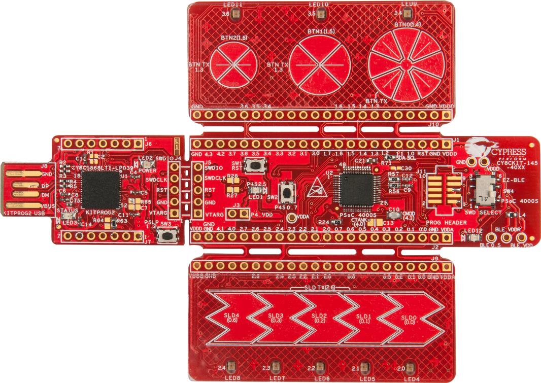 Infineon Technologies AG-CY8CKIT-145-40XX Eingebettete Systementwicklungsboards und -kits CY8C4045AZI-S413/CY8C5868LTI-LP039 Microcontroller Development Kit 0.032MHz CPU Win 7/Win 8/Win 8.1/Win 10