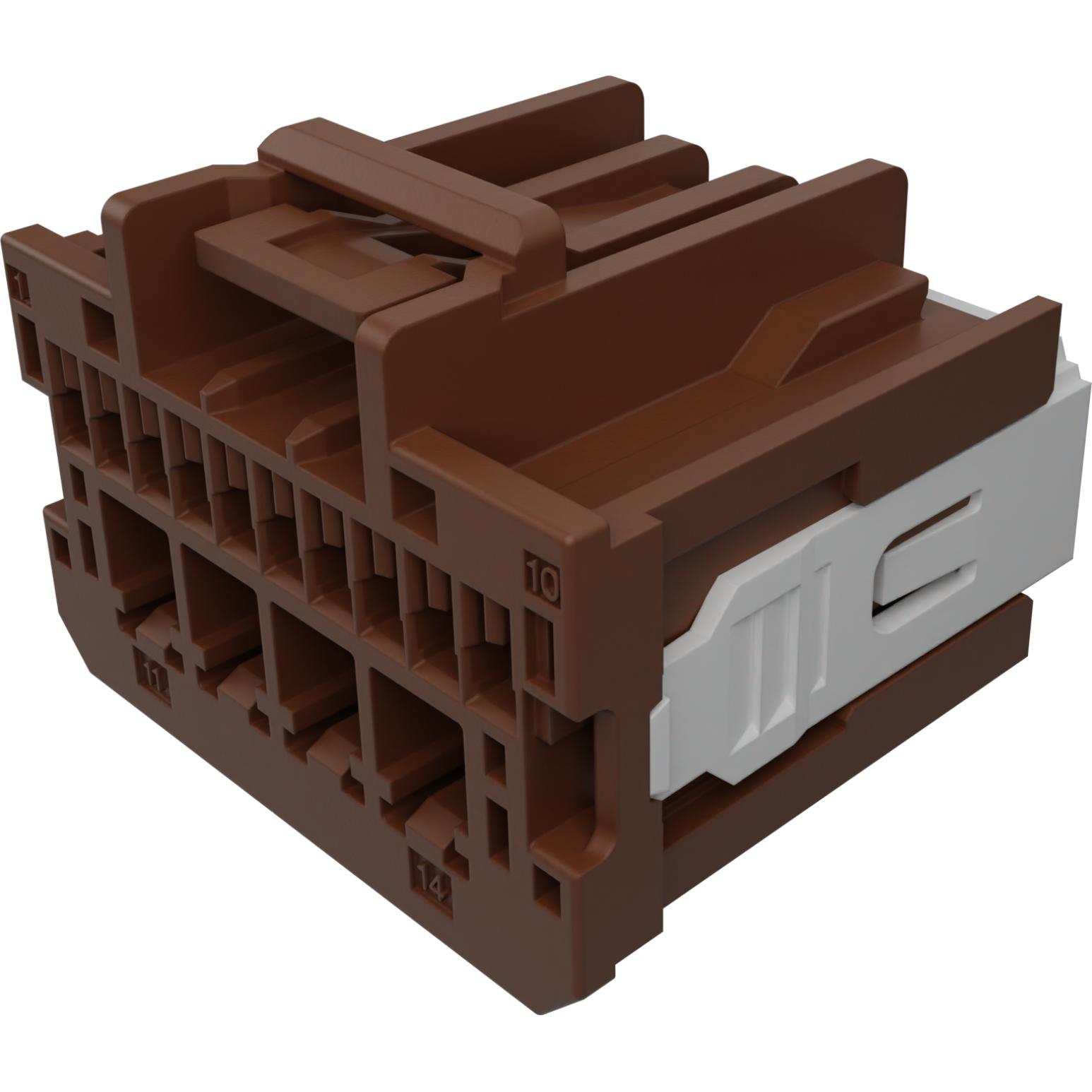 Molex-34729-0201 Connector Discrete Wire Housing Conn Housing RCP 14 POS Crimp ST Cable Mount Brown Stac64™ Carton