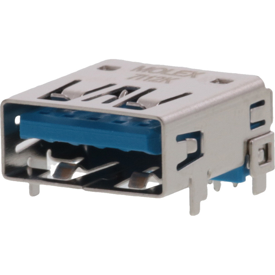 Molex-0483930003 Connector USB Conn USB 3.0 Type A RCP 9 POS 2mm/2.5mm Solder RA Thru-Hole 9 Terminal 1 Port T/R