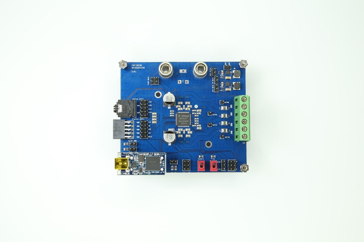 Infineon Technologies AG-EVALAUDIOMA12040PTOBO1 Placas y kits de desarrollo para Amplificador IC Evaluation Board - Audio Board