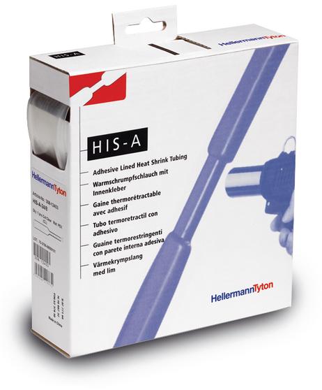 HellermannTyton-HIS-A 24/8-PO-X-CL / 308-12403 Ajuste de calor Heat Shrink Tubing ST Polyolefin Transparent Dual Box