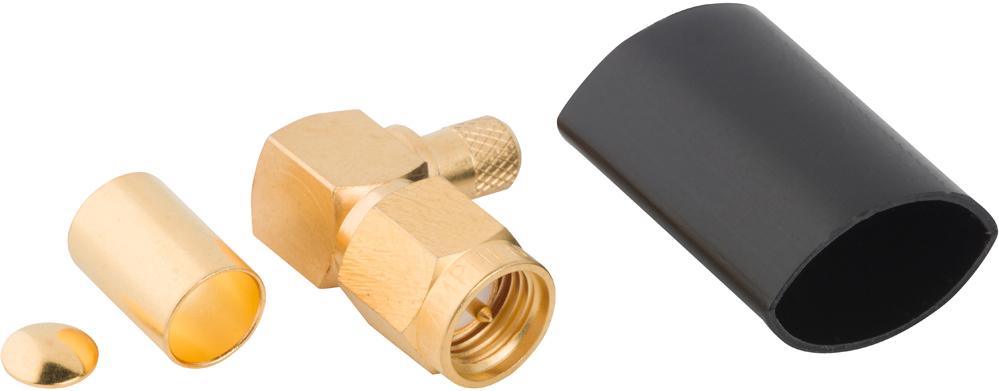 Amphenol RF-901-9531-1 Connector RF Conn SMA 0Hz to 12.4GHz 50Ohm Crimp RA Cable Mount PL Gold