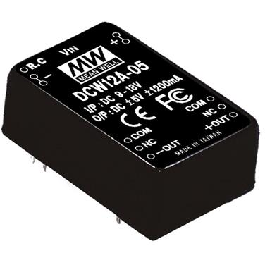 Mean Well Enterprises-DCW12B-12 DC/DC-Wandler und Spannungsreglermodul Module DC-DC 24VIN 2-OUT -12V/12V -0.5A/0.5A 12W 9-Pin Tube