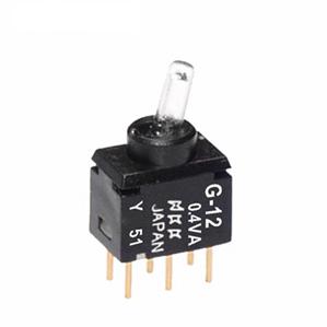 NKK Switches-G12JPD Kippschalter Switch Toggle ON None ON SPDT Lighted Lever PC Pins 0.1A 28VAC 28VDC 0.4VA PC Mount