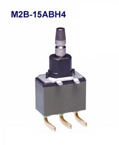NKK Switches-M2B-15ABH4 Botón pulsador Switch Push Button ON (ON) SPDT Round Plunger 0.1A 28VAC 28VDC 0.4VA Momentary Thru-Hole PC Pins