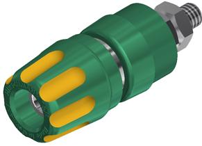 SKS Kontakttechnik-PKI 10 A YELLOW/GREEN Steckverbinder, elektronisches Testgerät Conn Binding Post F 1 POS Screw ST Panel Mount 1 Port