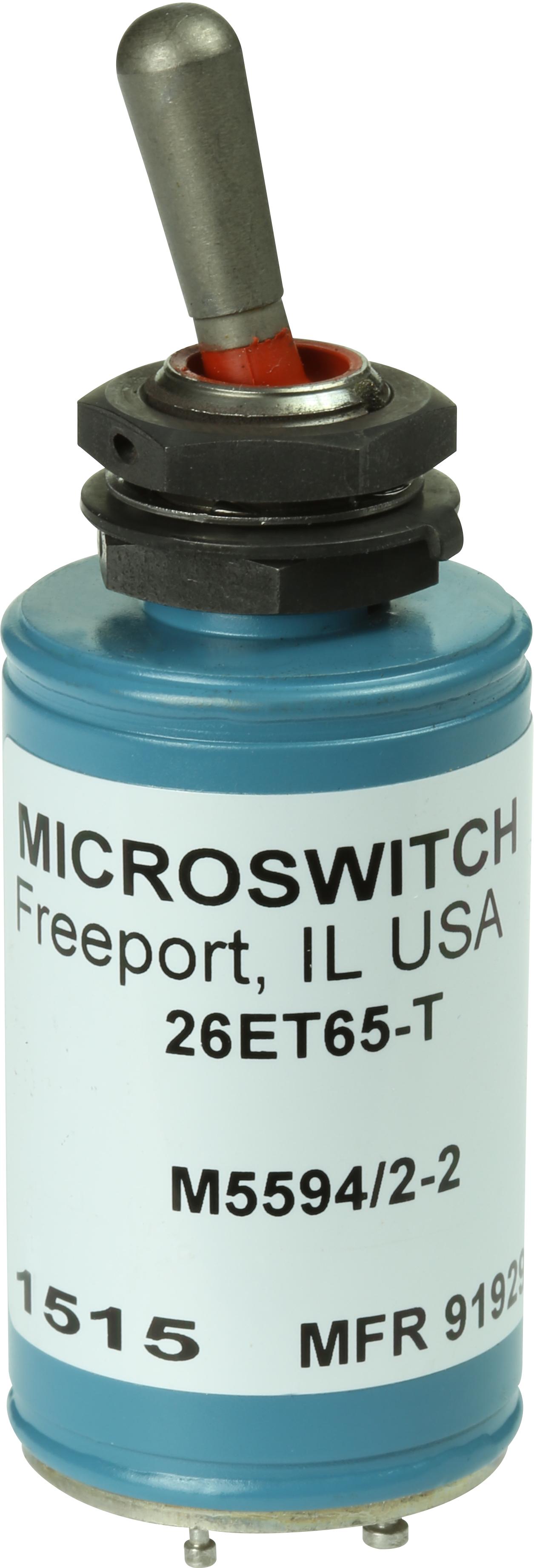 Honeywell-26ET65-T Switch Toggle Switch Toggle ON ON DPDT Round Lever Solder 4A 28VDC Panel Mount with Threads