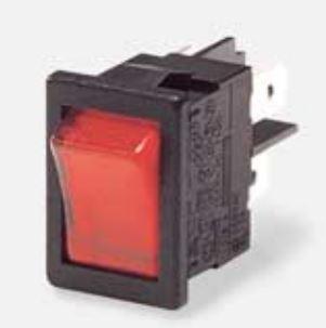 Bulgin Components PLC-H8553VBBG2 Interruptor basculante Switch Rocker ON OFF DPST Quick Connect Curved Rocker 15A 277VAC 24VDC 372.85VA