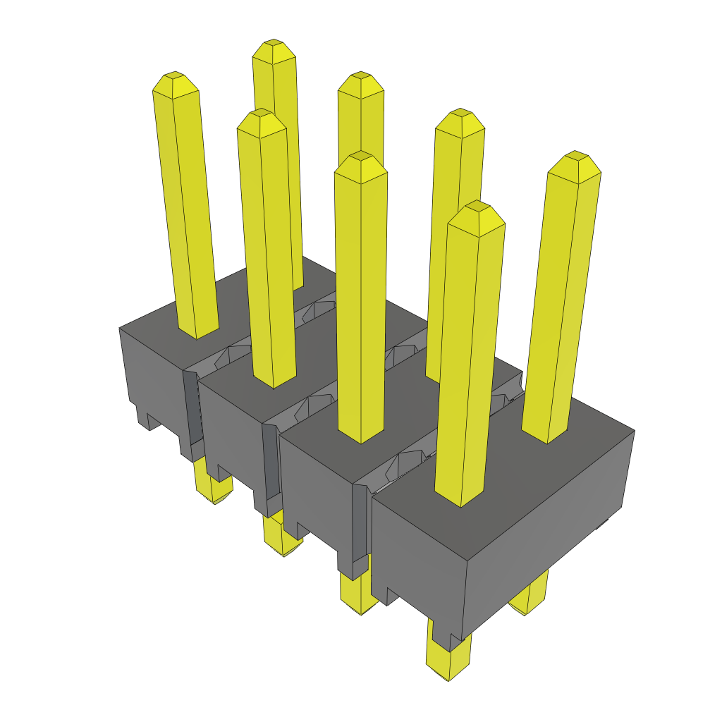Samtec-HTSW-104-07-G-D-LL Steckverbinderleisten und Leiterplattenbuchsen Conn Unshrouded Header HDR 8 POS 2.54mm Solder ST Top Entry Thru-Hole Bulk