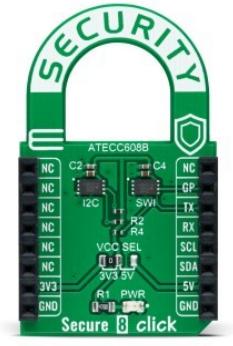 MikroElektronika-MIKROE-5154 Cartes et kits de développement de systèmes intégrés ATECC608B Authenticator Click Board EEPROM