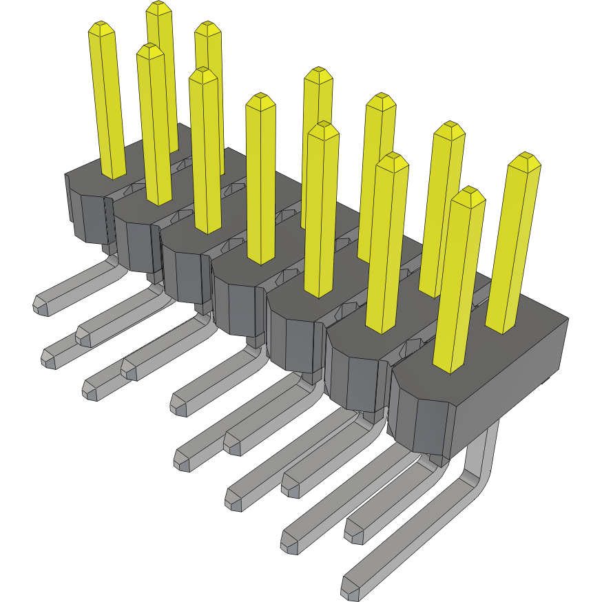 Samtec-HTSW-107-08-L-D-RA-006 Steckverbinderleisten und Leiterplattenbuchsen Conn Unshrouded Header HDR 14 POS 2.54mm Solder RA Side Entry Thru-Hole Bulk