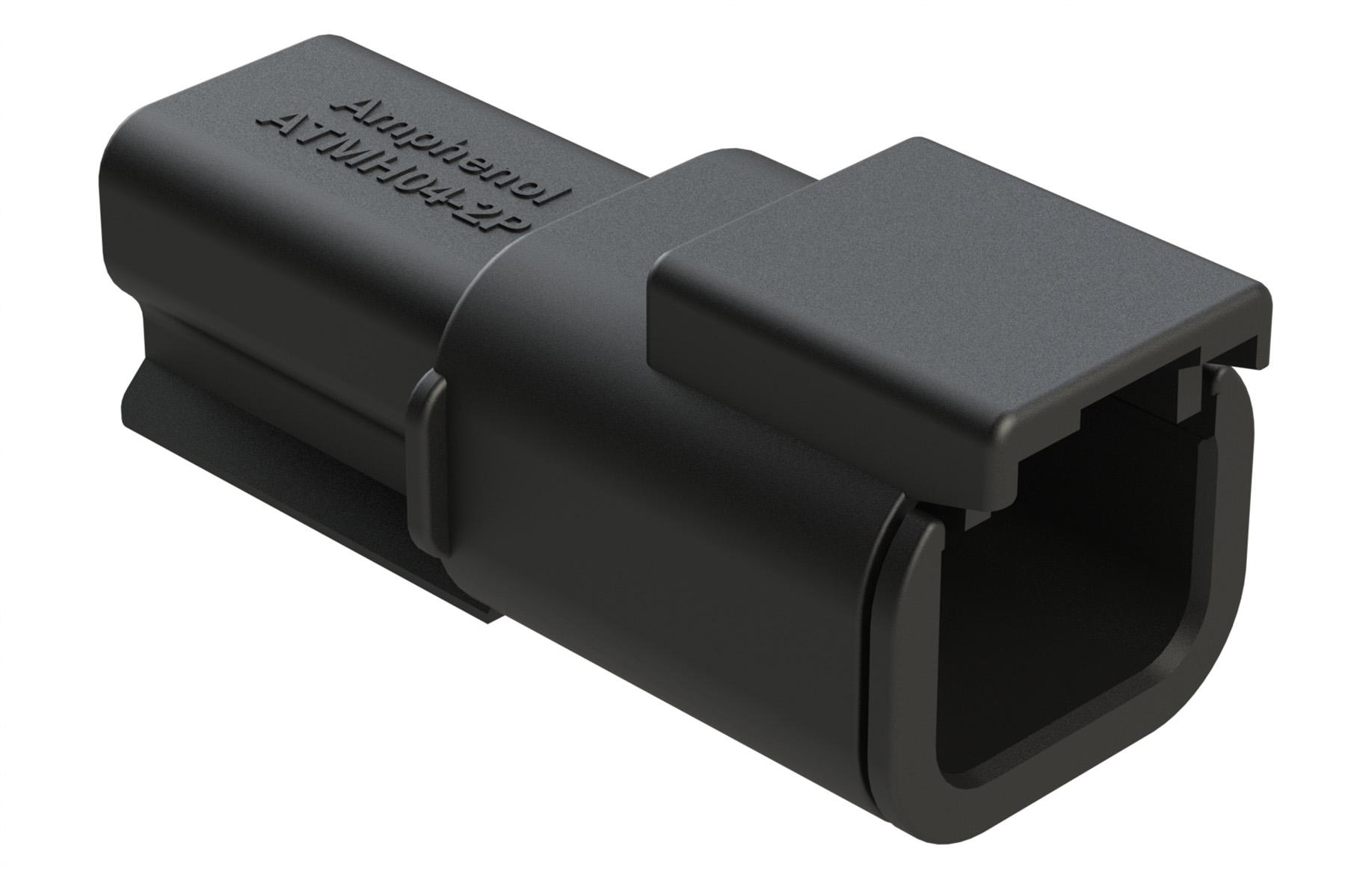 Amphenol-ATMH04-2PA Einzeladersteckverbinder, Gehäuse Conn Housing RCP 2 POS Crimp ST Cable Mount Black