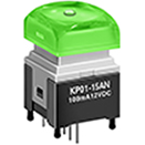 NKK Switches-KP0215ASAKG03RGBP-1FJB Bouton commutateur poussoir Switch Push Button OFF (ON) SPST Flat Square Button 0.1A 12VDC Momentary Thru-Hole PC Pins