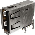 Conn USB 2.0 Type A RCP 4 POS 2mm Solder RA Thru-Hole 4 Terminal 1 Port Tray