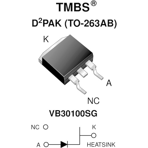 Vishay-VB30100SG-M3/8W Gleichrichter Diode Schottky 100V 30A 3-Pin(2+Tab) TO-263AB T/R