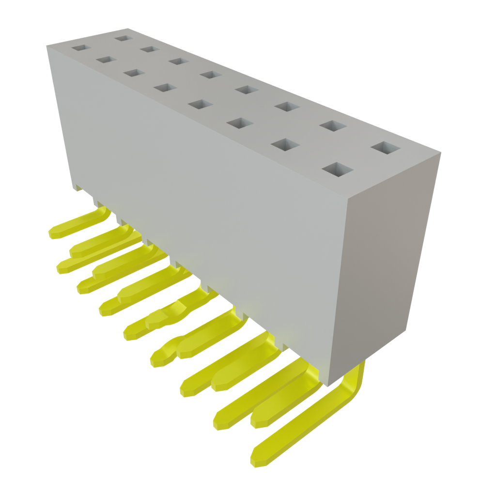Samtec-SSW-108-02-G-D-RA-LL Steckverbinderleisten und Leiterplattenbuchsen Conn Socket Strip SKT 16 POS 2.54mm Solder RA Side Entry Thru-Hole Layer