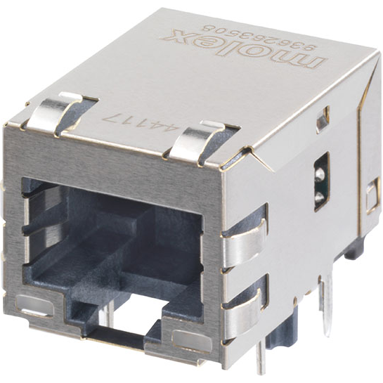 Molex-0936263508 Connector Telephone and Telecom Conn RJ-45 F 8 POS 1.27mm Solder RA Thru-Hole 14 Terminal 1 Port Tray