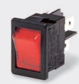 Bulgin Limited-H8553VBBR3-551W Switch Rocker Switch Rocker ON OFF DPST Quick Connect Curved Rocker 15A 277VAC 372.85VA