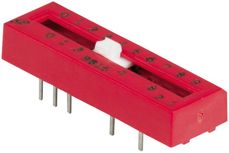 Grayhill-79B10ST DIP-Schalter Switch DIP N.O./N.C. SP10T 10 Raised Slide 0.125A 30VDC PC Pins 4000Cycles Thru-Hole Tube