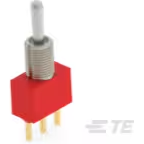 TE Connectivity-A108SYCB04 Kippschalter Switch Toggle ON None (ON) SPDT Long Bat Lever PC Pins 20VAC 20VDC 0.4VA PC Mount with Threads Bulk