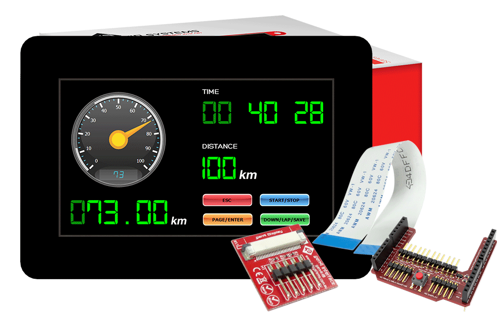 4D Systems-GEN4-ULCD-43DCT-CLB-SB-AR TFT-Module 4.3" gen4 LCD pack for Arduino with gen4-uLCD-43DCT-CLB-SB, Arduino Adaptor Shield + Cable