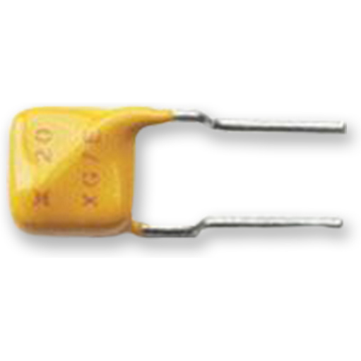 Littelfuse-RF0008-000 Fusible reprogramable PTC PTC Resettable Fuse 0.12A(hold) 0.24A(trip) 60VDC 3A 0.8W 0.75s 8.5Ohm Radial 6.5 X 4.6 X 7mm Bag