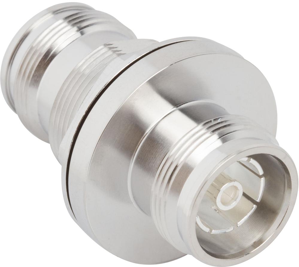 Amphenol RF-AD-4310J4310J-2 Connector RF Conn 4.3/10 Adapter 0Hz to 6GHz 50Ohm ST Panel Mount RCP/RCP Silver