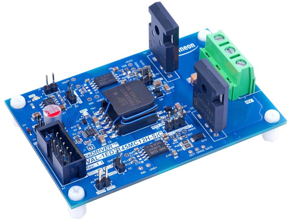 Infineon Technologies AG-EVAL1ED3145MC12HSICTOBO1 Energiemanagement, Entwicklungsplatinen und -kits 1ED3145MC12H/2EP130R/IMZA120R020M1H Gate and Power Driver 35V Output Evaluation Board