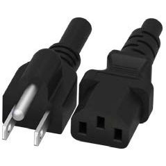 ADAM TECH-PC-0102076AC03 Cable Assembly AC Power Cable Assembly 2.28m NEMA 5-15P to C13 3 to 3 POS F-M 18AWG